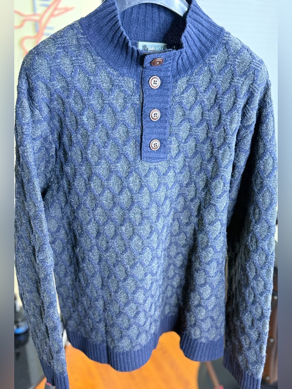 Gorgeous Loft 604 Knit Polo Sweater in Navy and Gray!!!
